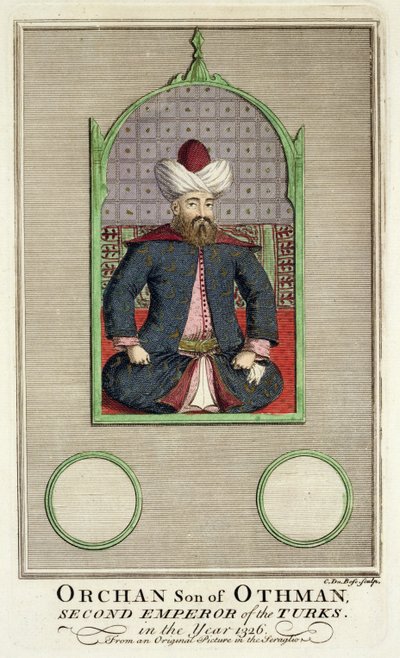 Orkhan (ca. 1288-ca. 1362) zoon van Osman, tweede keizer van de Turken in het jaar 1326, naar een origineel schilderij in het serail door Claude du Bose